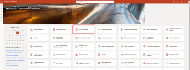Screenshot of the data management workspace.