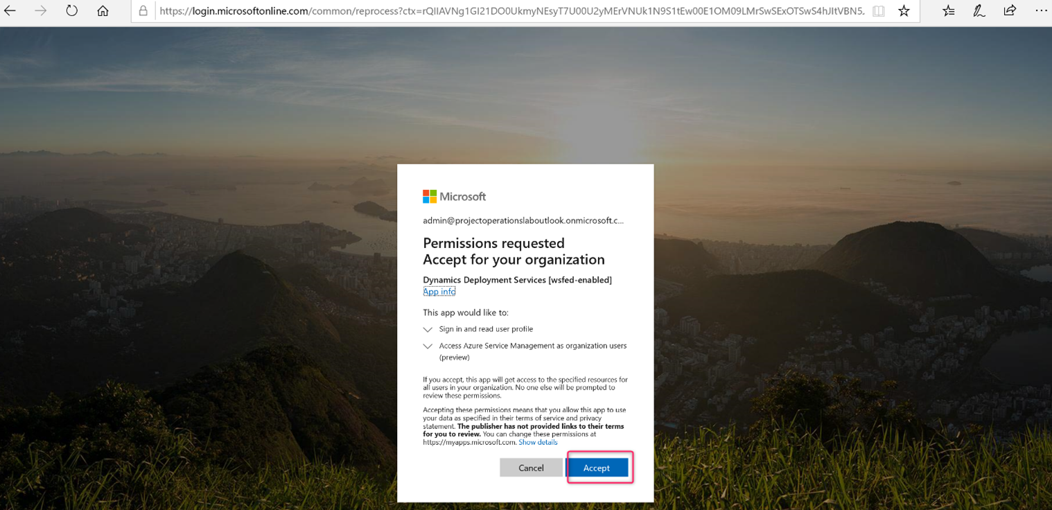 Screenshot of Accept Permission Request.