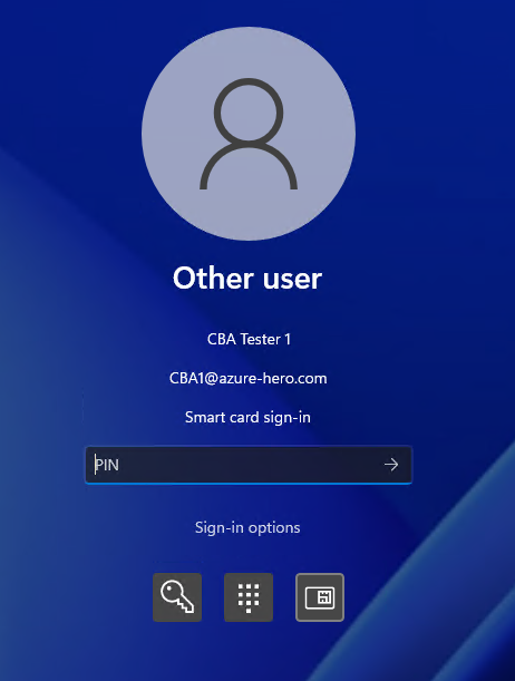 Screenshot of smart card sign-in.