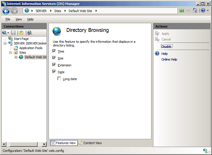 Boot directory. FTP директория. Microsoft IIS. Features view IIS. IIS browse Directory.