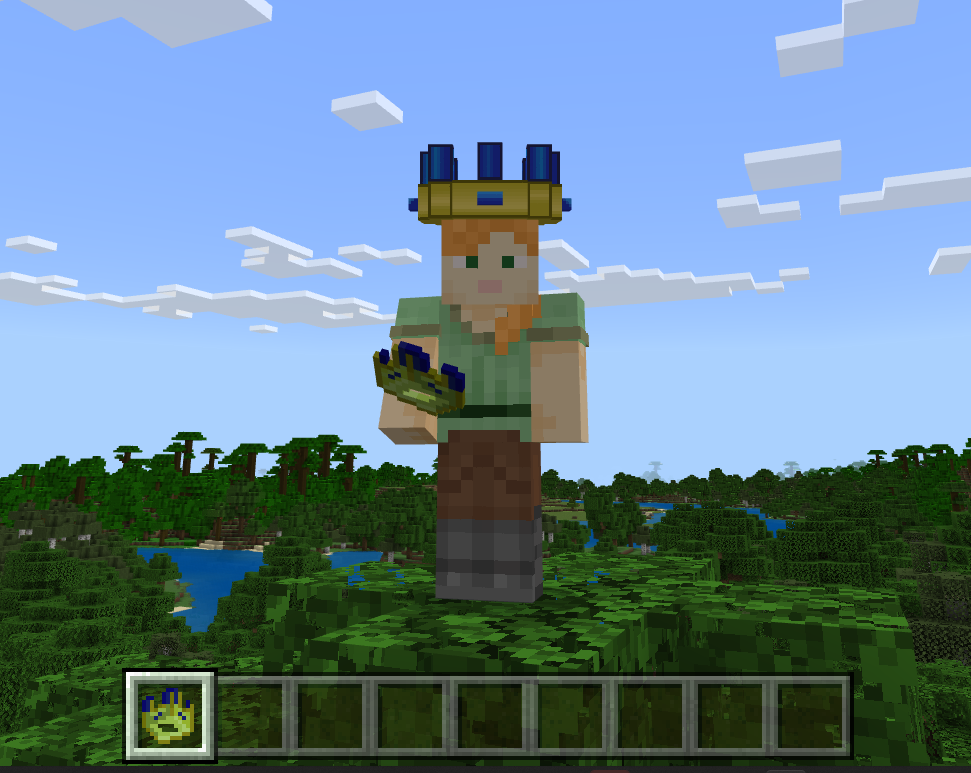 Image of Minecraft character Alex wearing a custom crown