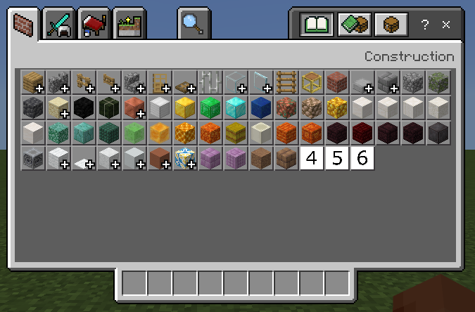Image of available blocks with three blank spaces labeled 4, 5, and 6