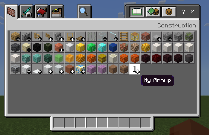 Image showing a new group among the blocks available for selection.