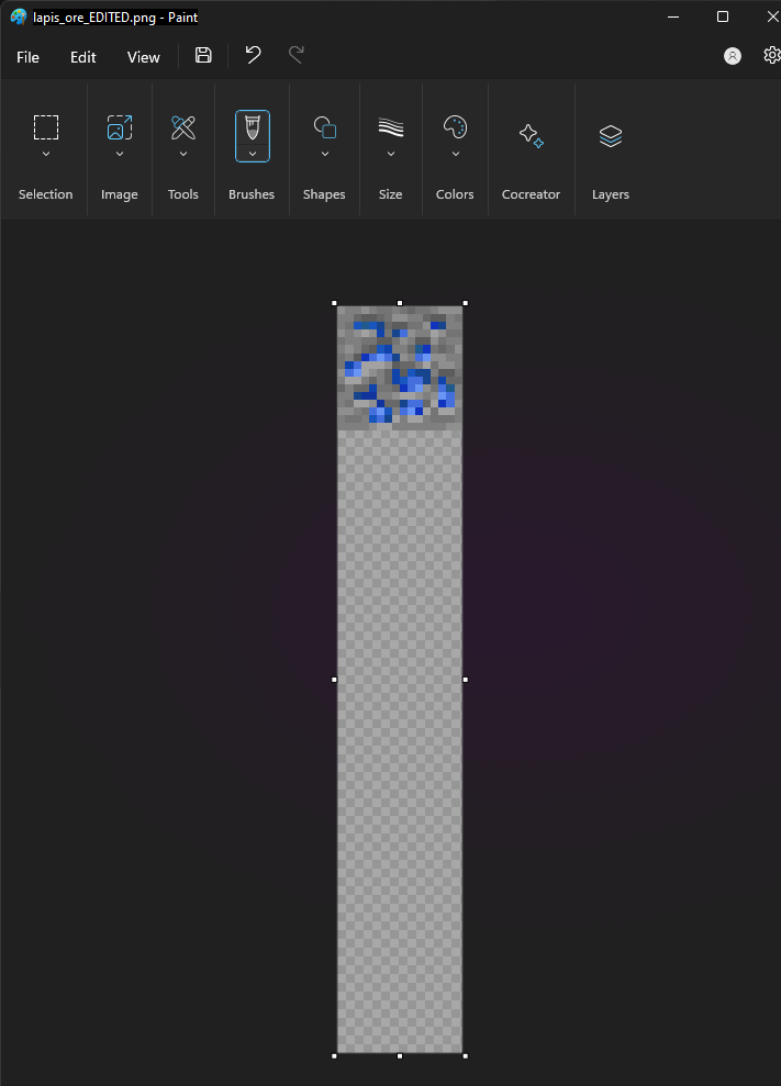 Image of lapis_ore graphic file with the canvas size changed to be 96 pixels tall.