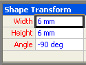 Width cell is selected