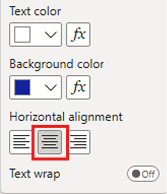 Screenshot of the Alignment controls with the Center option selected.