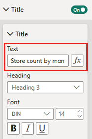 Screenshot of the Format pane with the Title text entered.