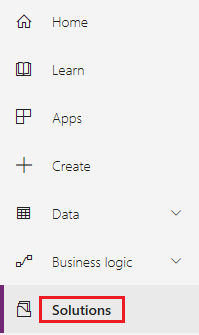 Solutions option in the left navigation bar.