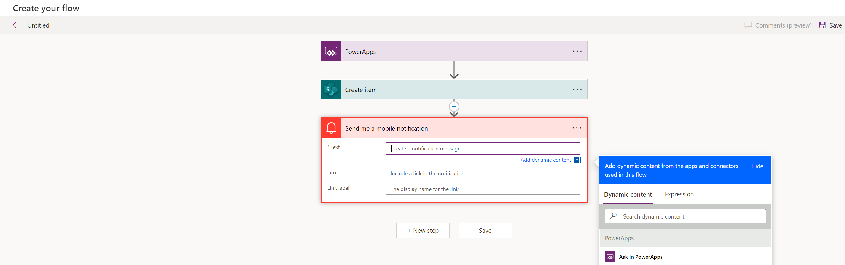 A screenshot showing example workflow.