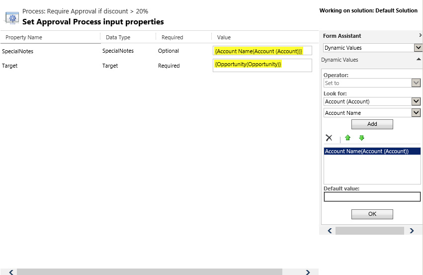 Set input parameters for ApprovalProcess action Set input parameters for ApprovalProcess action.