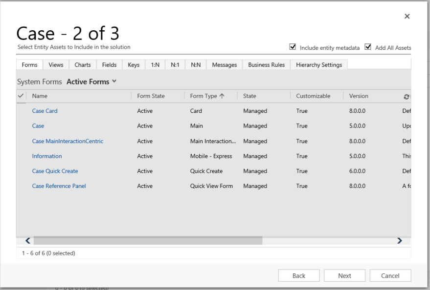 Select the Case table assets.