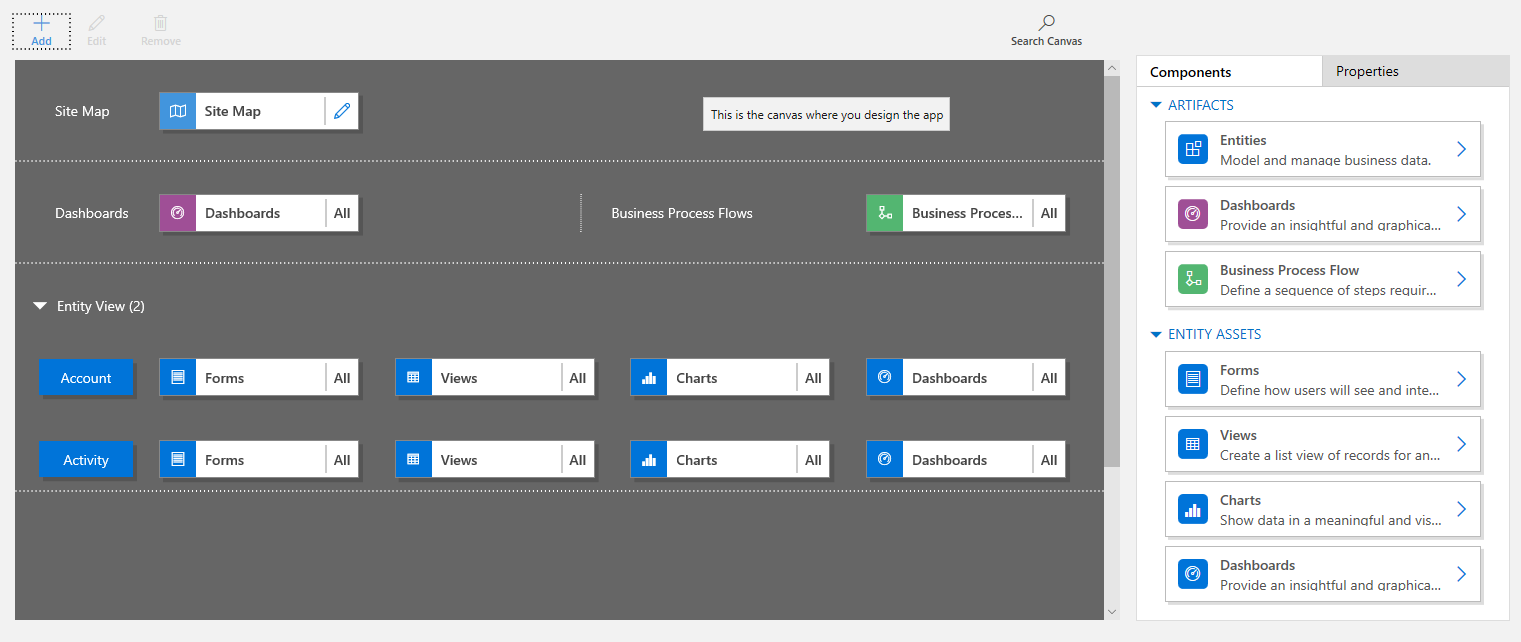 App designer canvas.