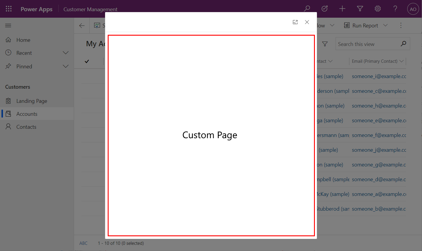 Custom page as center dialog