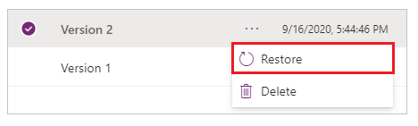 Restore a version Restore a version.