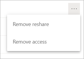 Screenshot of More options, Remove access dashboard.