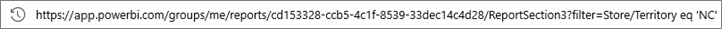 Screenshot of the report URL with a filter for North Carolina added.