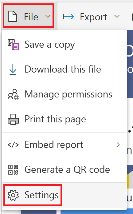 Screenshot of the report settings option.