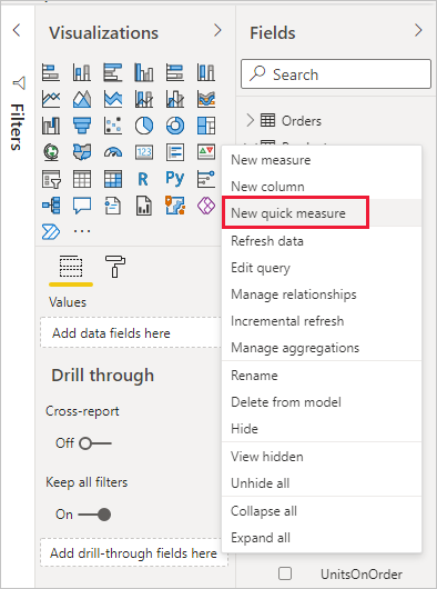 Select New quick measure