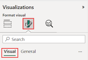Screenshot that shows how to access the Format Visual section of the Visualizations pane.