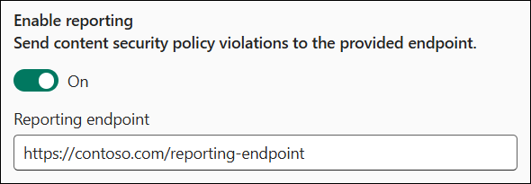 Enable the reporting toggle to on.