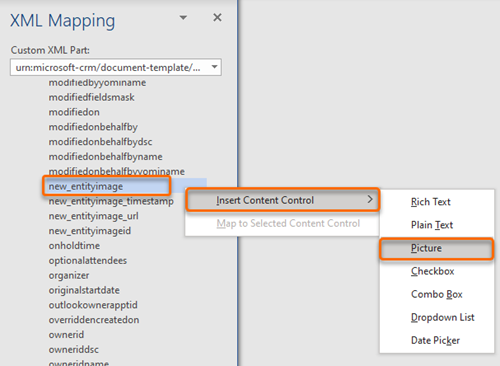 Add an image control to a Word template Add an image control to a Word template.