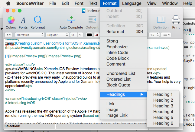 The new menu items in the running app The new menu items in the running app