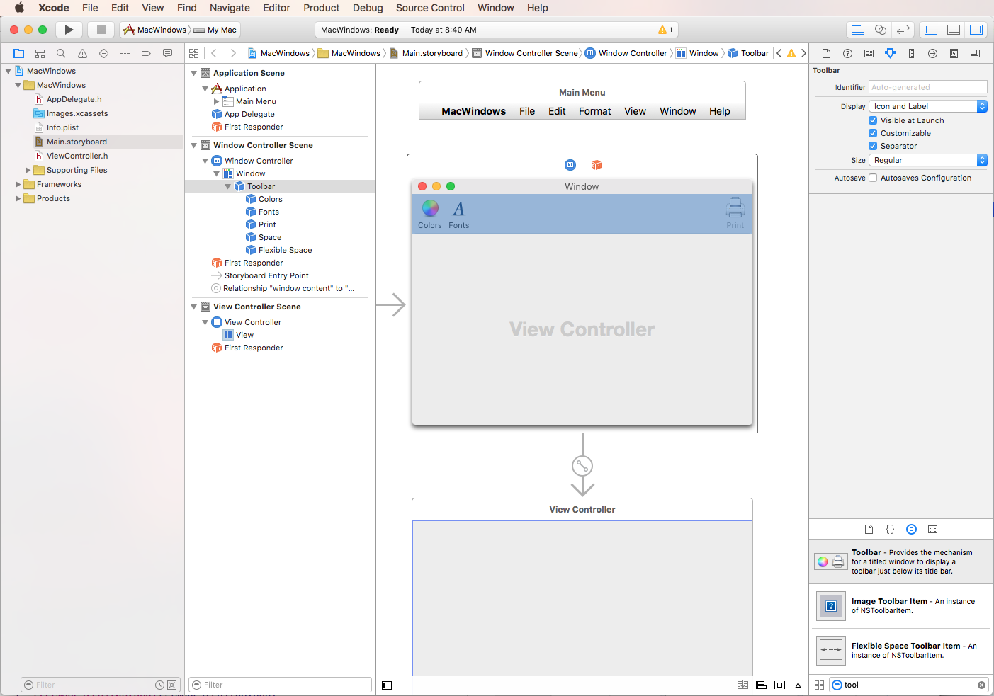 Selecting a Toolbar from the Library