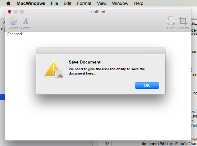 Displaying a save dialog