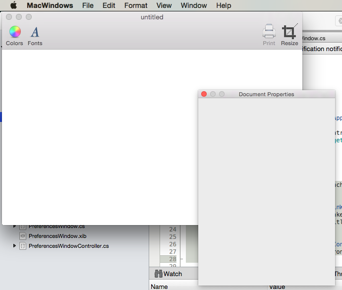 The panel in a running app
