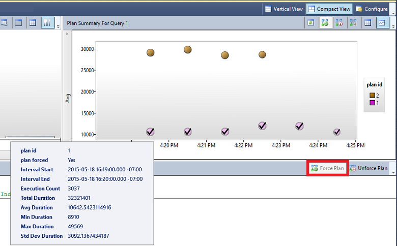 Query Store force plan