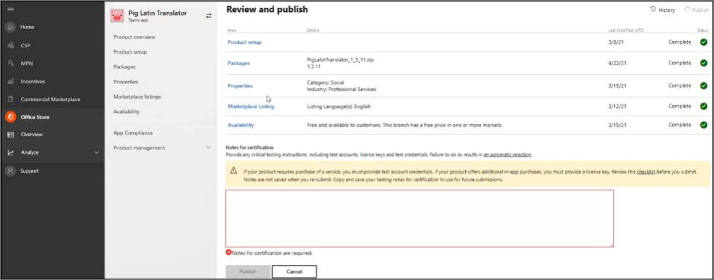 Upload your app for certification - step 2