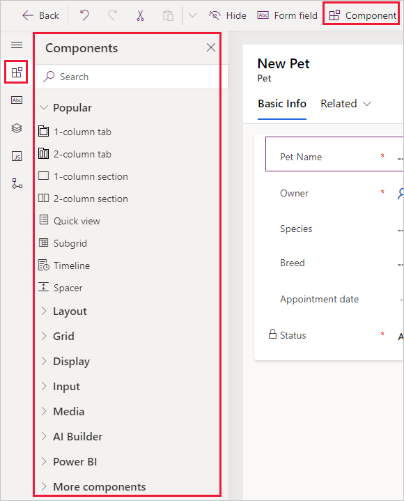 Screenshot of column Properties window with red box around Add Control.