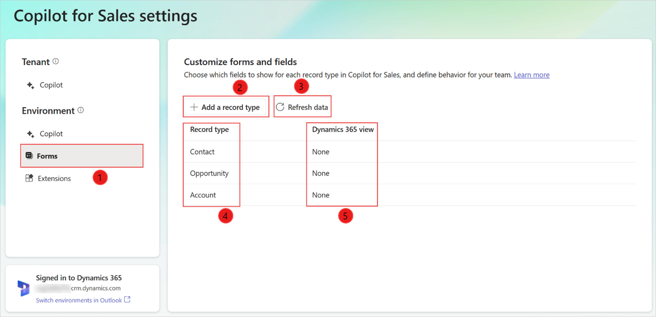 Screenshot showing the apps admin settings.