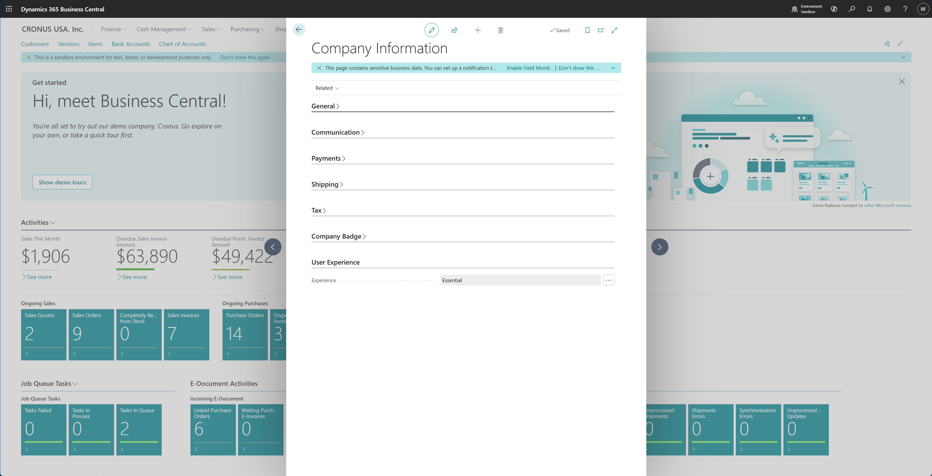 Screenshot of the Company Information page.