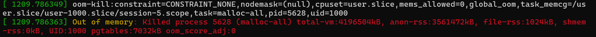 Screenshot of out of memory state.