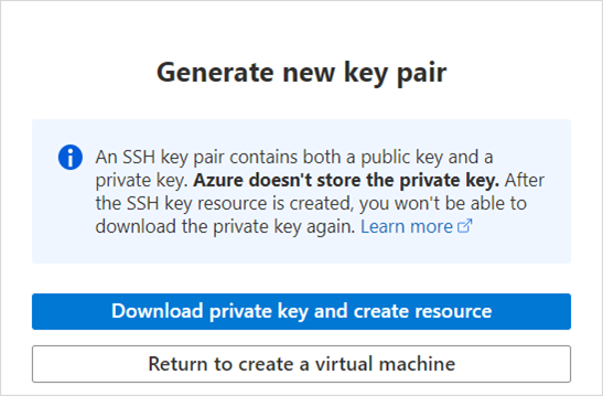 Screenshot of new key pair.