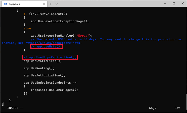 Screenshot of comment in code.