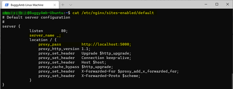 Screenshot of cat command.
