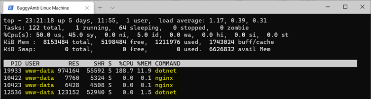 Screenshot of user information.