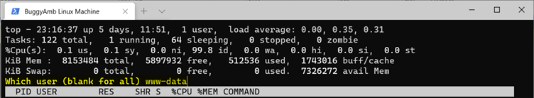 Screenshot of users information.