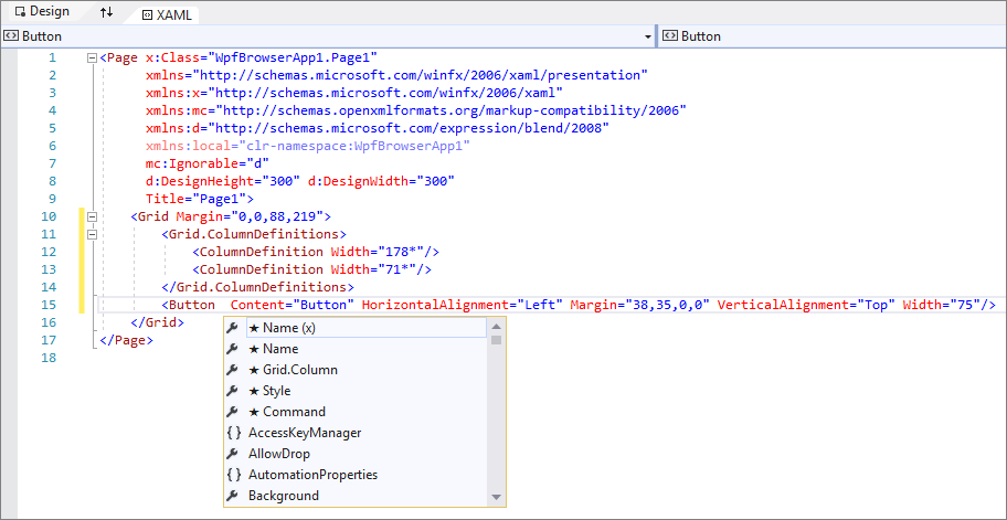 XAML view