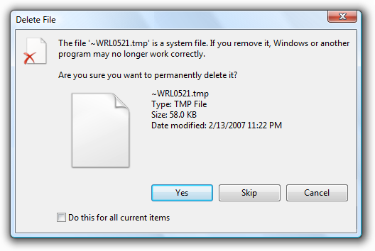 screen shot of 'do this for all items?' check box