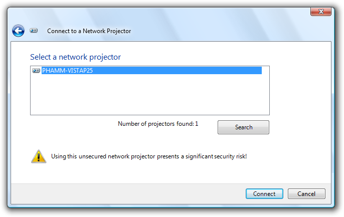 screen shot of vague warning of significant risk