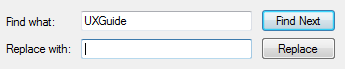 screen shot of 'replace' button without chevron