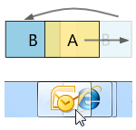 figure of taskbar button dragged to new position