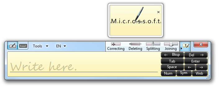 screen shot of pen correcting spelling mistake
