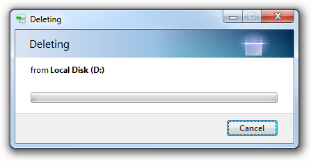 screen shot of animation on deleting dialog box