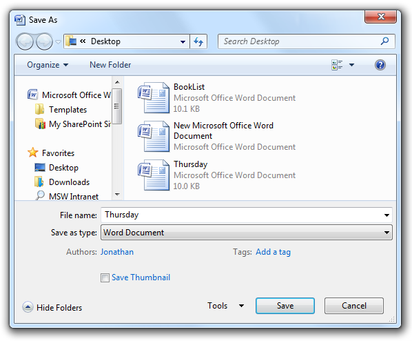 screen shot of save as dialog box