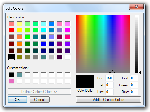 screen shot of edit colors dialog box