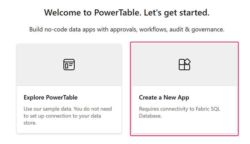 Screenshot of the Create a New App button.